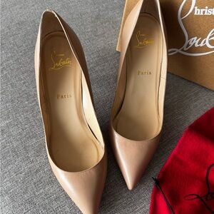Christian Louboutin Nude Leather Pumps – Classic Pointed Toe – EU 39.5 (US 8.5)